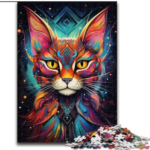 Graffiti-Kunst-Katzen-Puzzle für 1000 Teile, Holzpuzzle, anspruchsvolles Denkspiel für Teenager, Spaß für den Familienspieleabend, Größe 50x75cm von LYXIANY