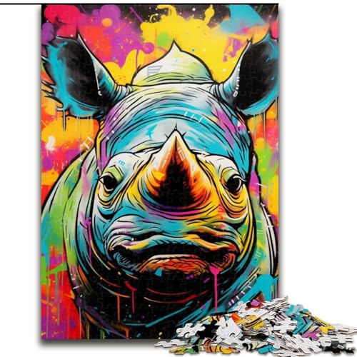 Graffiti-Malerei-Nashorn-Puzzle 1000 Teile für Erwachsene. Schwierige Puzzles für Erwachsene. Perfekt für Familienspaß an Weihnachten, Thanksgiving, Geburtstagen und Ostern. 50x75cm Graffiti-Malerei-Nashorn-Puzzle 1000 Teile für Erwachsene. Schwierige Puzzles für Erwachsene. Perfekt für Familienspaß an Weihnachten, Thanksgiving, Geburtstagen und Ostern. 50x75cm von LYXIANY