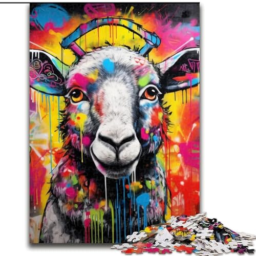 Graffiti-Malerei-Schaf, 1000-teiliges Puzzle, anspruchsvolles Denkspiel für Teenager, 26x38cm Graffiti-Malerei-Schaf, 1000-teiliges Puzzle, anspruchsvolles Denkspiel für Teenager, 26x38cm von LYXIANY