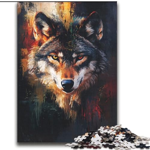 Grauer Wolf Puzzle für Erwachsene 2000 Teile, Spielzeug Lernspiele Stressabbau Wunschliste mit Weihnachtsmann (70x100cm) von LYXIANY