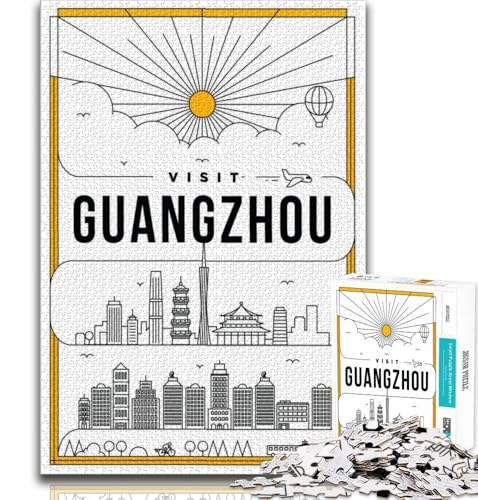 Guangzhou China 1000-teiliges Puzzle für Erwachsene und Jugendliche, Quizspiel, Wanddekoration, einzigartige Geburtstags, 38x26cm von LYXIANY