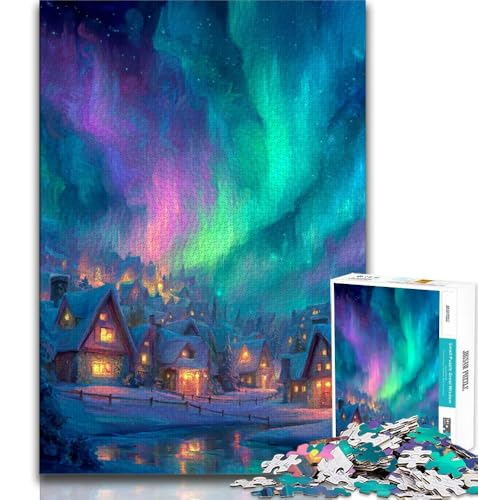 Häuser unter der Aurora, 1000-teiliges Puzzle für Erwachsene, Geschenke, dekomprimierendes intellektuelles Lernspielzeug, perfekte Dekoration (50x75cm) von LYXIANY