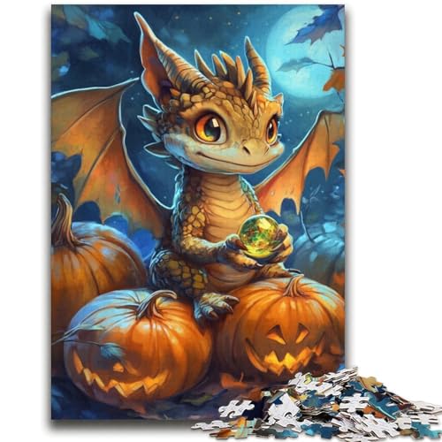 Halloween-Drachen-Puzzle, 1000 Teile, für Erwachsene, Lernspielzeug, Familienspiele mit passendem Poster und Quizblatt (38x52cm) von LYXIANY