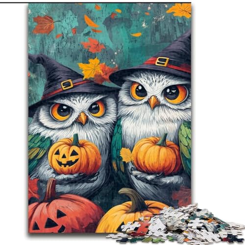 Halloween-Eule, 1000-teiliges Puzzle, dekomprimierendes intellektuelles Lernspielzeug, Lernspiel für Geburtstag, Weihnachten (26x38cm) von LYXIANY