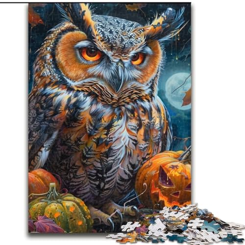Halloween-Eule, 1000-teiliges Puzzle für Teenager, Lernspiele, Heimdekoration, einzigartige Heimdekoration und Geschenke (26x38cm) von LYXIANY