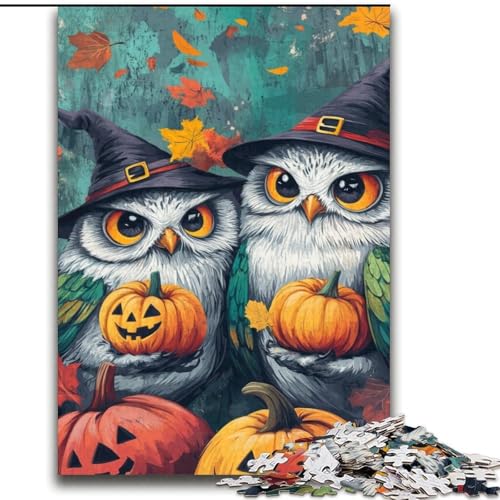 Halloween-Eulen-Puzzles für Erwachsene und Teenager, 2000-teiliges Puzzle, dekomprimierendes intellektuelles Lernspielzeug, Lernspiel für Geburtstag, Weihnachten (70x100cm) von LYXIANY