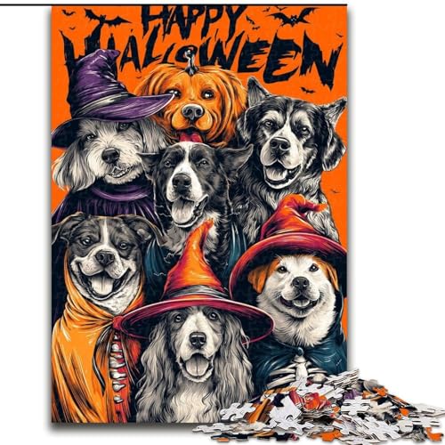 Halloween-Hunde-Puzzle 1000 Teile für Erwachsene, Spielzeug, Lernspiele, Stressabbau, Wichtelgeschenke für Kinder ab 14 Jahren (Größe 26x38cm) von LYXIANY