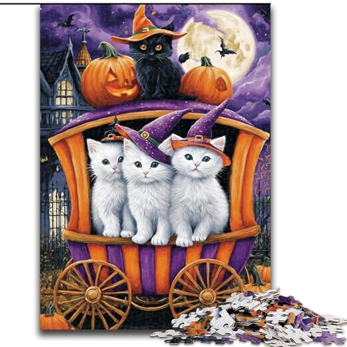 Halloween-Katzen-Puzzle für Erwachsene, 1000 Teile, anspruchsvolles Spiel und Lernspiel für die ganze Familie zum Geburtstag, Weihnachten, 26x38cm von LYXIANY