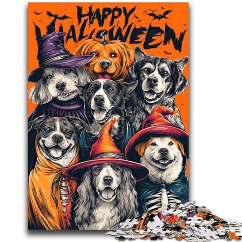 Halloween-Puzzle mit Hund, 1000 Teile, für Teenager, Geschenke, Quizspiel, Wanddekoration, einzigartige Geburtstags (38x52cm) von LYXIANY