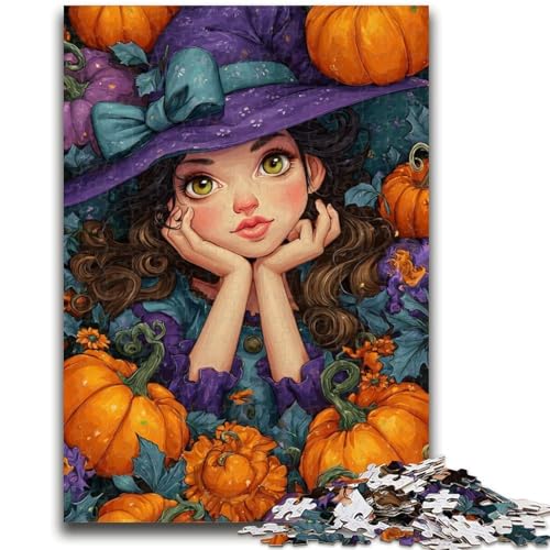 Halloween-Puzzle mit Kürbis-Mädchen, 1000 Teile, Lernspielzeug, Familienspiele, Geburtstagsgeschenk, Geschenke (38x26cm) von LYXIANY