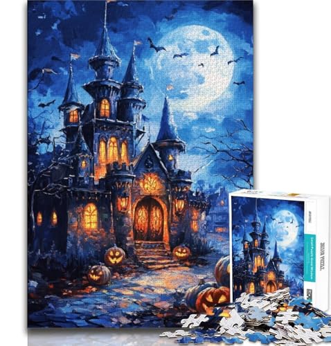 Halloween-Schloss, 1000-teiliges Puzzle für Teenager, Lernspiele, Heimdekoration, Künstlersammlung, bildende Kunst (38x26cm) von LYXIANY