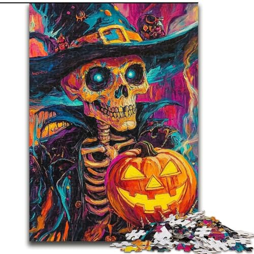 Halloween-Skelett-Puzzle 1000 Teile für Teenager-Geschenke, Lernspielzeug, lustige Familienspiele, einzigartige Heimdekoration (50x75cm) von LYXIANY