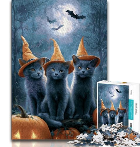 Halloween-Tier-Puzzle für Teenager, 1000 Teile, Lernspiele, Heimdekoration, geeignet als Schreibtischdekoration (50x75cm) von LYXIANY