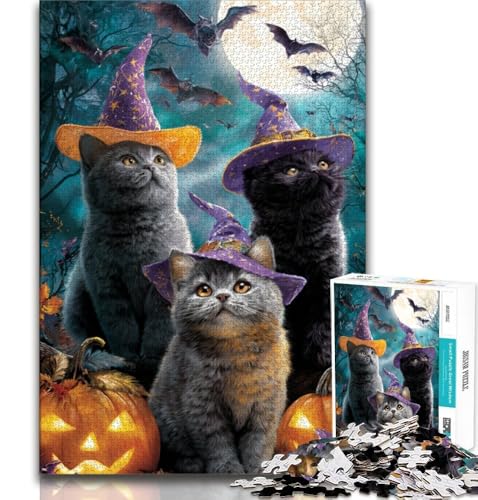 Halloween-Tiere-Puzzle mit 1000 Teilen, anspruchsvolles Spiel und Familienspiel, ganze Familie (38x26cm) von LYXIANY