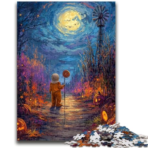 Halloween unter dem Nachthimmel, Puzzle für Teenager, 1000 Teile, Dekomprimierendes intellektuelles Lernspielzeug, Wichtelgeschenke (50x75cm) von LYXIANY