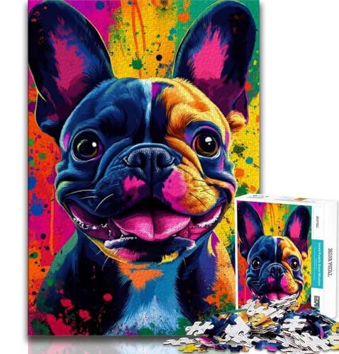 Happy Bulldog Puzzle 1000 Teile für Teenager, Denkspiel, Wanddekoration, einzigartige Geburtstags (38x26cm) von LYXIANY