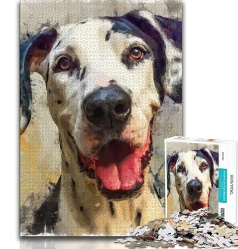Happy Dog 1000-teiliges Puzzle für Erwachsene und Jugendliche, Quizspiel, Wanddekoration, einzigartige Geburtstags, 38x26cm von LYXIANY