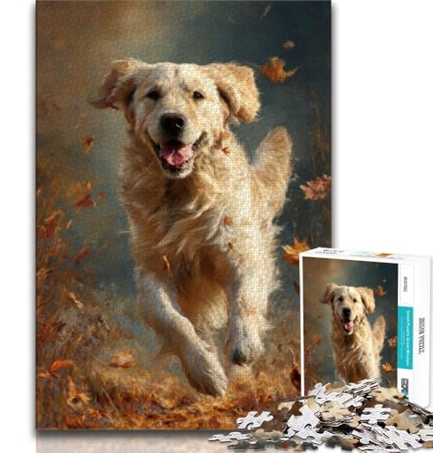 Happy Golden Retriever Puzzle 1000 Teile für Teenager, Denkspiel, Wanddekoration, einzigartige Geburtstags (38x26cm) von LYXIANY