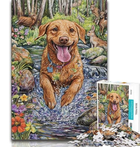 Happy Labrador Puzzle, 1000 Teile für Teenager, anspruchsvoll zu vervollständigen, Aber lustiges und humorvolles Geburtstagsgeschenk, Geschenke, Wandkunst (75x50cm) von LYXIANY