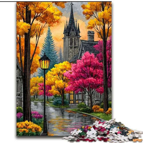 Herbstliche Stadtlandschafts-Puzzles für Erwachsene und Jugendliche, 1000 Teile, Spielzeug, Lernspiele, Stressabbau, einzigartige Geburtstags- und Geschenkideen (50x75cm) von LYXIANY
