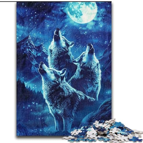 Heulende Wölfe auf dem Berg, 1000-teiliges Puzzle für Erwachsene, Holzpuzzle zur Heimdekoration, ideales Weihnachts- und Neujahrsgeschenk für Teenager, Größe 50x75cm Heulende Wölfe auf dem Berg, 1000-teiliges Puzzle für Erwachsene, Holzpuzzle zur Heimdekoration, ideales Weihnachts- und Neujahrsgeschenk für Teenager, Größe 50x75cm von LYXIANY