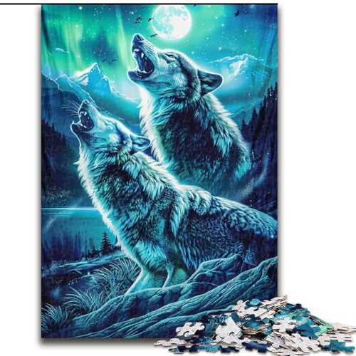 Heulende Wölfe auf dem Berg, Puzzle für Teenager, Spielzeug, Lernspiele, Stressabbau, Wunschliste mit Weihnachtsmann (26x38cm) von LYXIANY