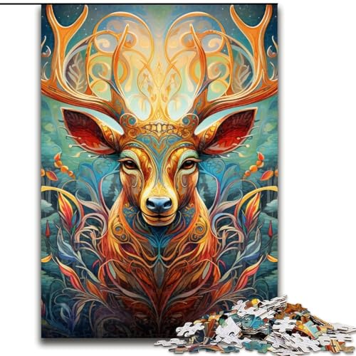 Hirsch-Psychedelisches Kunstpuzzle, 1000 Teile, Holzpuzzle für Erwachsene, interaktives Familienspiel, DIY-Heimdekor, Gehirn-Herausforderung, Geschenk, 50x75cm Hirsch-Psychedelisches Kunstpuzzle, 1000 Teile, Holzpuzzle für Erwachsene, interaktives Familienspiel, DIY-Heimdekor, Gehirn-Herausforderung, Geschenk, 50x75cm von LYXIANY