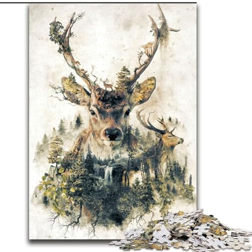 Hirsch-Puzzle, 1000 Teile, für Erwachsene, Holzpuzzle, Weihnachten, Halloween, Ostern, Neujahr, Größe 50x75cm Hirsch-Puzzle, 1000 Teile, für Erwachsene, Holzpuzzle, Weihnachten, Halloween, Ostern, Neujahr, Größe 50x75cm von LYXIANY