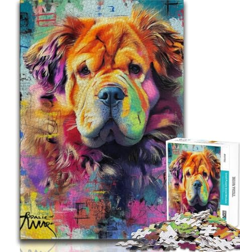 Hunde-Ölgemälde-Puzzle mit 1000 Teilen für Teenager, anspruchsvoll zu vervollständigen, Aber unterhaltsames und humorvolles Lernspiel zum Geburtstag (75x50cm) von LYXIANY