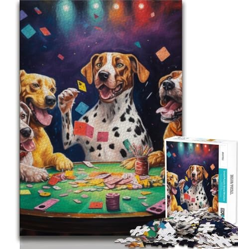 Hunde Spielen Poker-Puzzle, 1000 Teile, für Teenager, anspruchsvolles Spiel und Familienspiel mit vollständig ineinandergreifenden, zufällig geformten Teilen (50x75cm) von LYXIANY