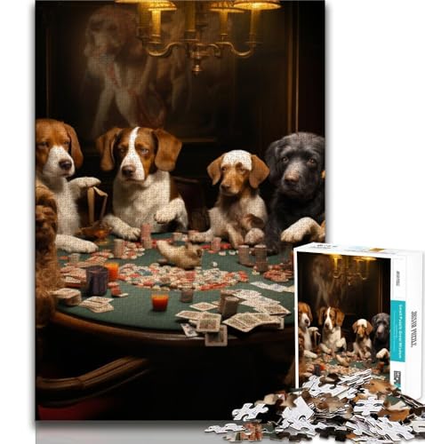 Hunde Spielen Poker Puzzle für Teenager, 1000 Teile, anspruchsvolles Spiel und Familienspiel mit vollständig ineinandergreifenden, zufällig geformten Teilen (50x75cm) von LYXIANY