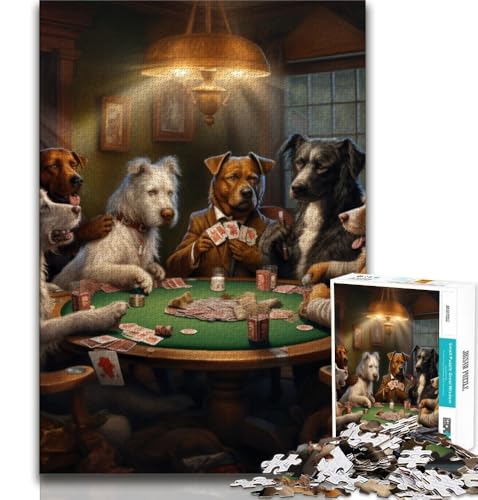 Hunde Spielen Poker Puzzle für Teenager, 1000 Teile, anspruchsvolles Spiel und Familienspiel mit vollständig ineinandergreifenden, zufällig geformten Teilen (50x75cm) von LYXIANY