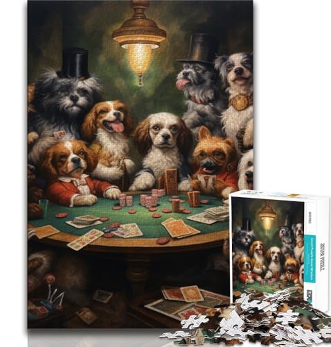 Hunde Spielen Poker-Puzzles mit 1000 Teilen für Erwachsene, anspruchsvolles Spiel und Familienspiel, ganze Familie (50x75cm) von LYXIANY