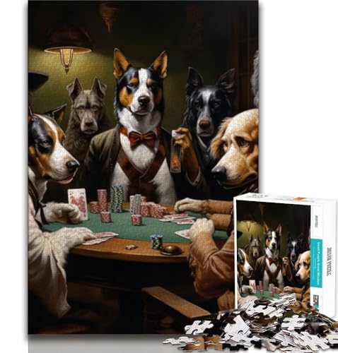 Hunde Spielen Poker-Puzzles mit 1000 Teilen für Erwachsene, anspruchsvolles Spiel und Familienspiel, ganze Familie (50x75cm) von LYXIANY
