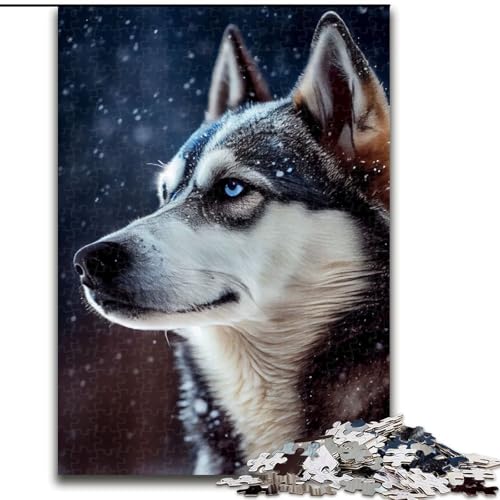 Husky-Hund, 1000-teiliges Puzzle für Erwachsene, Holzpuzzle für Erwachsene, anspruchsvolles DIY-Denkspiel für Teenager, Größe 50x75cm von LYXIANY
