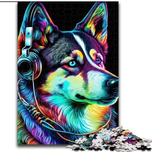 Husky-Kopfhörer-Puzzle für Erwachsene, 1000 Teile, schwierig, geeignet für Kinder ab 14 Jahren, Familienspaß, ganze Familie (26x38cm) von LYXIANY