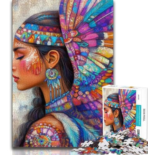 Indische Prinzessin, 1000-teiliges Puzzle für Erwachsene und Jugendliche, Quizspiel, Wanddekoration, einzigartige Geburtstags, 38x26cm von LYXIANY