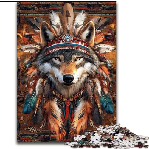 Indische Wolf-Puzzles für Erwachsene, 1000 Teile, Spielzeug, Lernspiele, Stressabbau, Wunschliste mit Weihnachtsmann (26x38cm) von LYXIANY