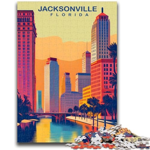 Jacksonville-Puzzles für Erwachsene und Teenager, Lernspielzeug, Familienspiele mit passendem Poster und Quizblatt (50x75cm) von LYXIANY