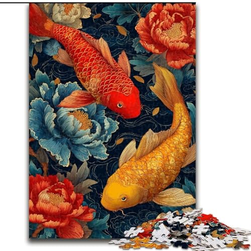 Japanisches Koi-Puzzle mit 1000 Teilen für Teenager, Lernspiele, Heimdekoration, geeignet für die Schreibtischdekoration (50x75cm) von LYXIANY