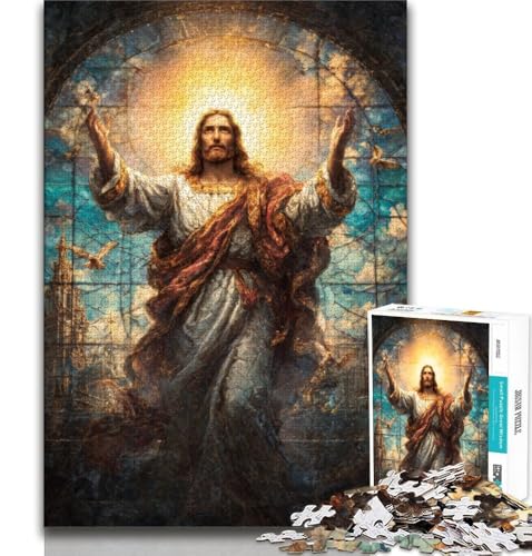 Jesus-Puzzles für Erwachsene und Jugendliche, 1000 Teile, Lernspielzeug, Familienspiele mit passendem Poster und Quizblatt (38x26cm) von LYXIANY