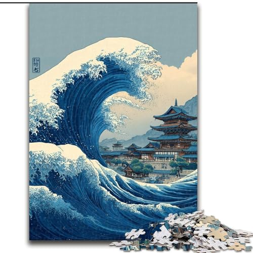 JigsawPuzzle 1000 Teile für Erwachsene, Japanische Wellen, anspruchsvolles Denkspiel, Familienaktivität, Heimdekoration, (Größe 26x38cm) von LYXIANY