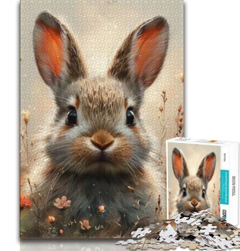 Jungle Bunny 1000-teiliges Puzzle für Erwachsene und Jugendliche, Denkspiel, Wanddekoration, einzigartige Geburtstags (38x26cm) von LYXIANY
