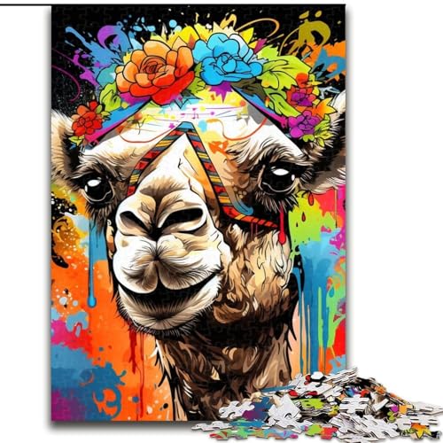 Kamel mit Blumen, 1000-teiliges Puzzle, anspruchsvolles Denkspiel für Teenager, 26x38cm Kamel mit Blumen, 1000-teiliges Puzzle, anspruchsvolles Denkspiel für Teenager, 26x38cm von LYXIANY