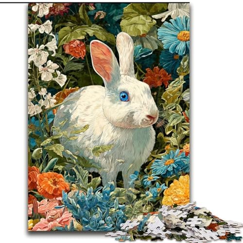Kaninchen-Puzzle mit 1000 Teilen für Erwachsene und Jugendliche, Lernspielzeug, Familienspiele mit passendem Poster und Quizblatt (Größe 50x75cm) von LYXIANY