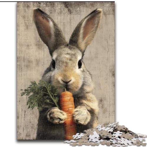 Kaninchen isst Karotten, 1000-teiliges Puzzle für Teenager, Geschenke, Lernspielzeug, Familienspiele, geeignet für die Schreibtischdekoration (Größe 26x38cm) von LYXIANY