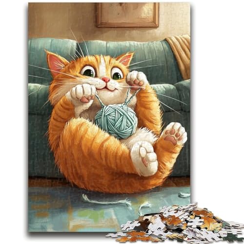 Katze spielt mit einem Wollknäuel, Puzzle 1000 Teile für Teenager, Geschenke, Spielzeug, Lernspiele, Stressabbau, tolle Geschenke und Spielzeuge (50x75cm) von LYXIANY