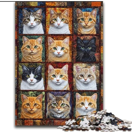 Katzen-Collage-Puzzle für Erwachsene, 1000 Teile, anspruchsvolles Spielspielzeug, jedes Teil ist einzigartig – anspruchsvolles Familienspaßspiel (Größe 26x38cm) von LYXIANY