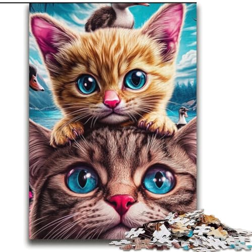 Katzen- und Kätzchen-Puzzle für Erwachsene und Teenager, Puzzle ab 14 Jahren, Spiel, Wanddekoration, einzigartige Geschenke zum Geburtstag und zu Weihnachten (70x100cm) von LYXIANY