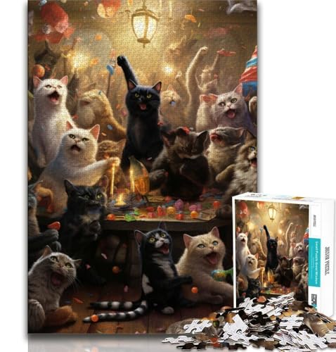 Katzenparty-Puzzle mit 1000 Teilen für Erwachsene, Geschenke, dekomprimierendes intellektuelles Lernspielzeug, perfekte Dekoration (50x75cm) von LYXIANY